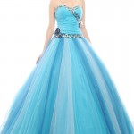 açık mavi uzun prenses elbise