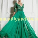 Tozlu yeşil abiye elbise